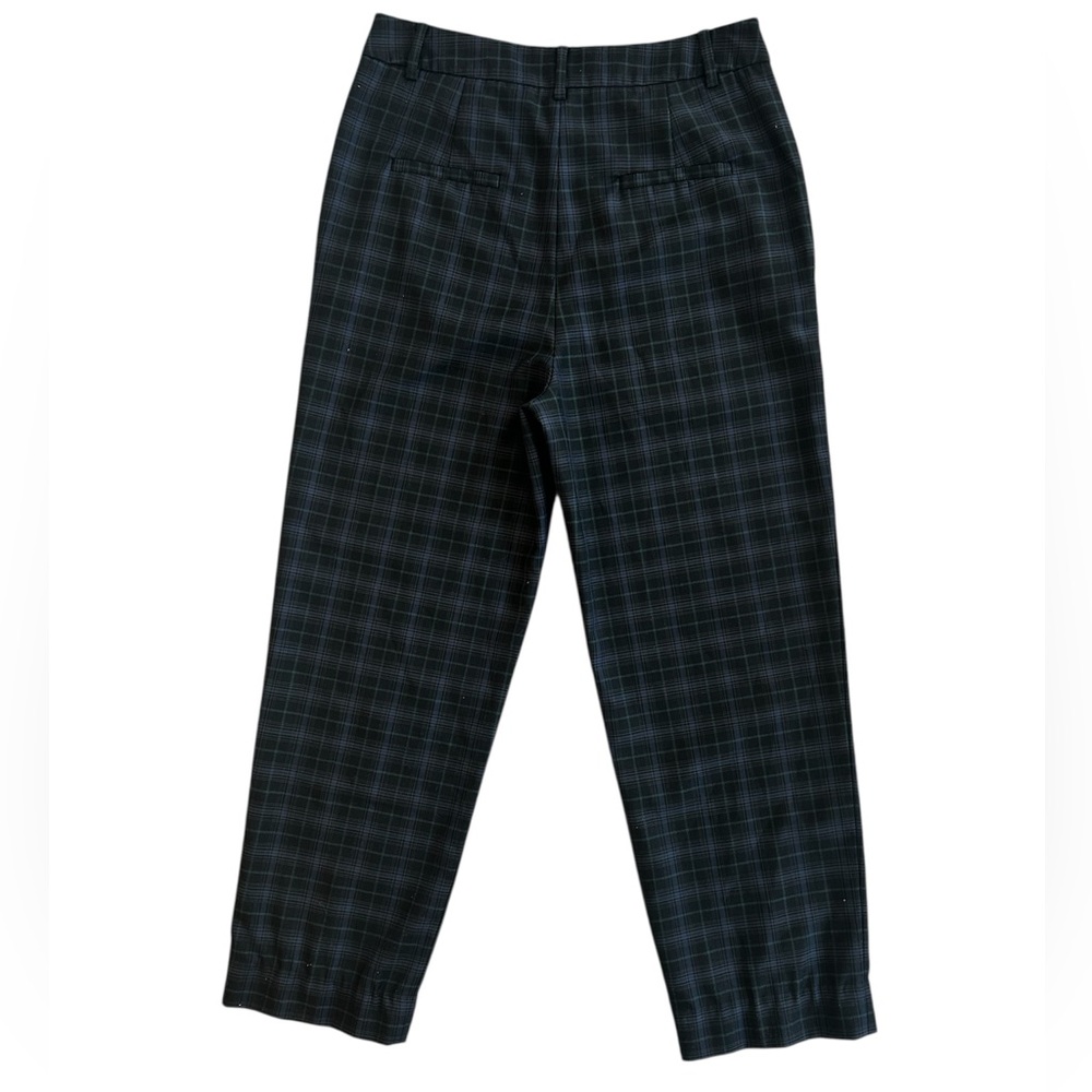 Tibi Marvel Blue/Black Plaid Taylor Straight Leg Pants Size 6 Officewear - Picture 2 of 8
